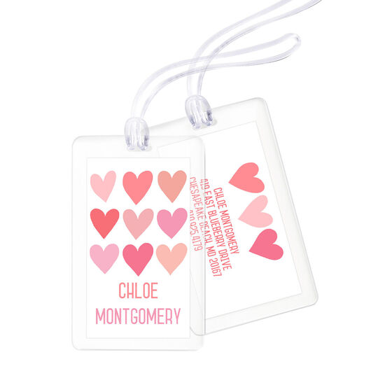 Pink Hearts Luggage Tags